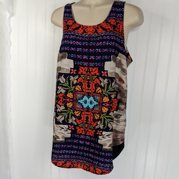Tt COLLECTION Printed Mixed Media Tunic Sz S - Picture 4 of 13